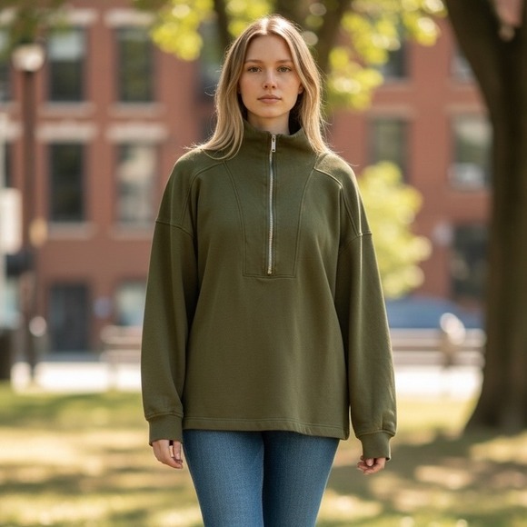 Old Navy Tops - Old Navy Olive Green Quarter Zip Size large